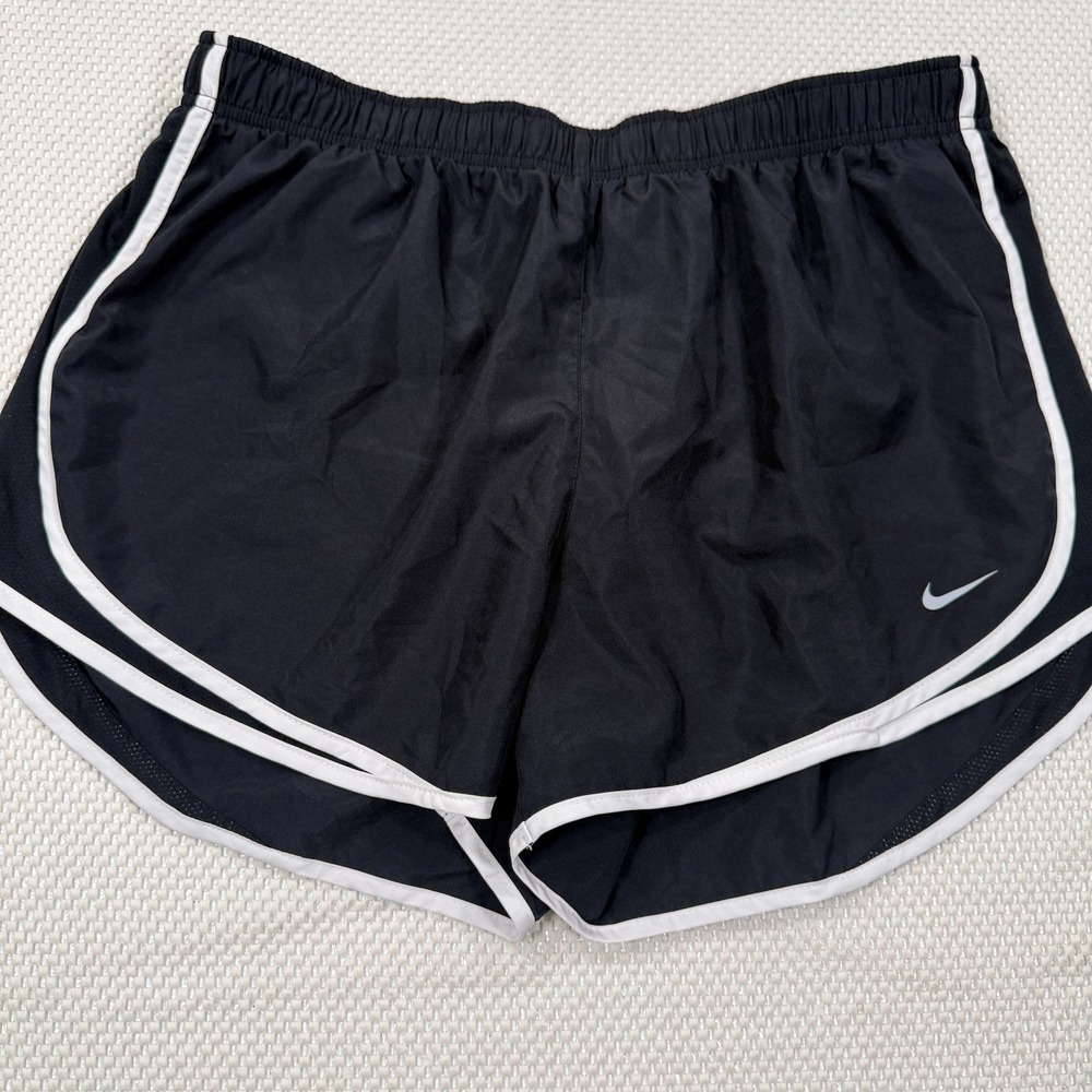 Nike Womens Dri-FIT Tempo Running Shorts Black White Piping Size XL Athletic